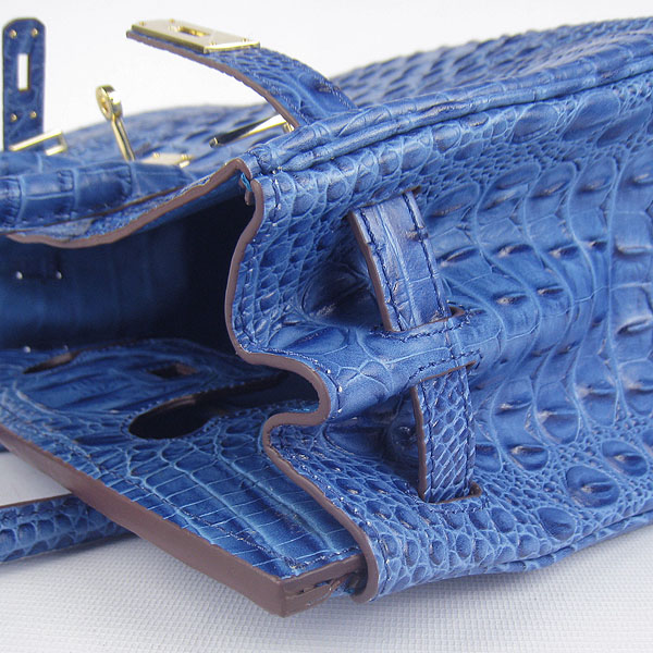 Replica Hermes Birkin 30CM Crocodile Head Veins Bag Dark Blue 6088 On Sale - Click Image to Close